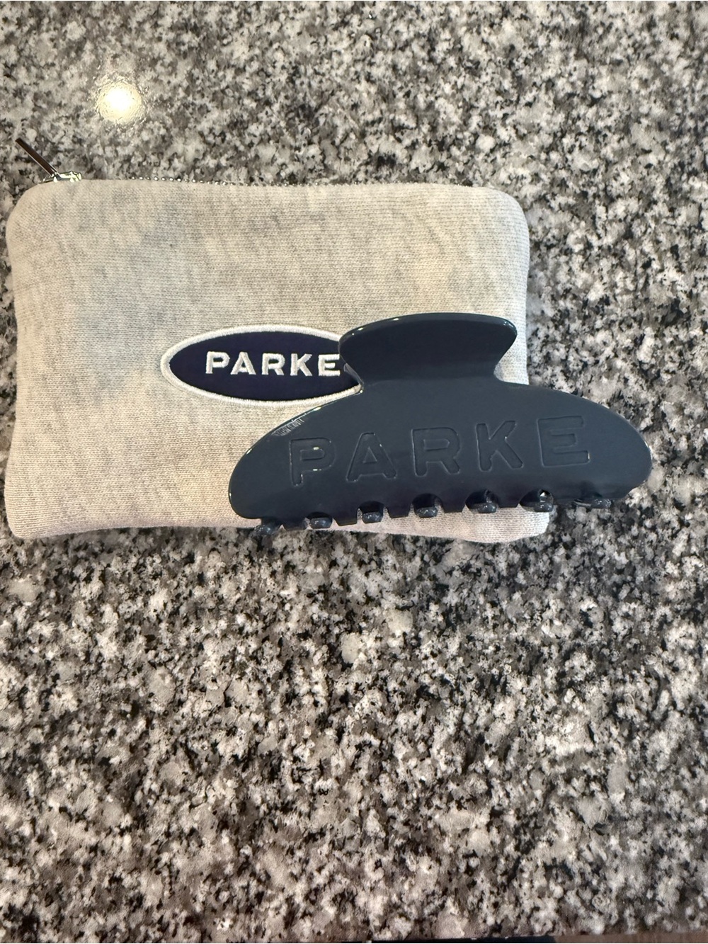 Parker indigo  Hair Clip with Matching Pouch EUC used twice